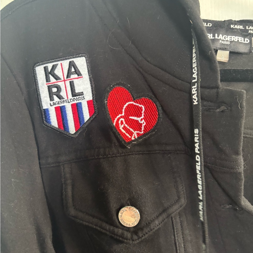 Karl Lagerfeld Women’s Black patchwork hoodie jacket